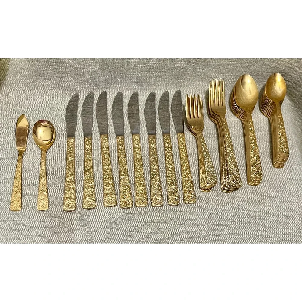 Vtg CELLINI ROMANESQUE Set of 8 Flatware 1 Pc MISSING W/ Butter Sugar Spoon Case